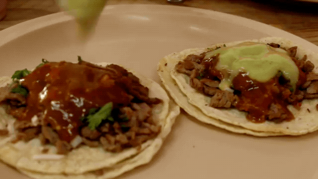 Tacos Pouring Chili Sauce Mexican Food Porn GIF