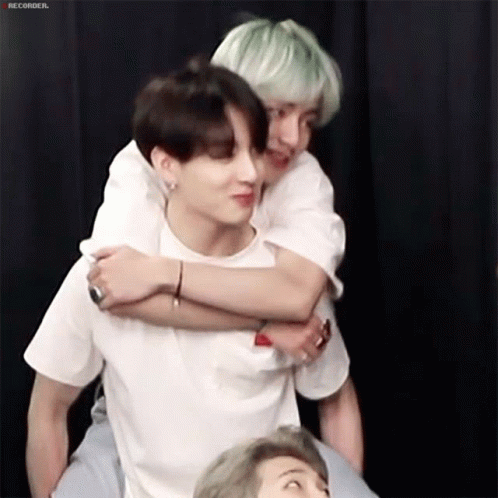 Taekook Carried On The Back GIF