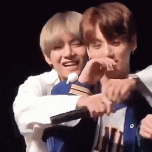 Taekook Hugging And Smiling GIF
