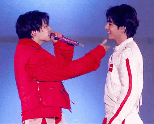 Taekook Stroking Hair GIF