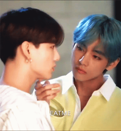 Taekook Touching Face GIF