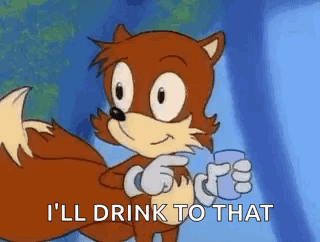 Tails Drinking Water from Glass