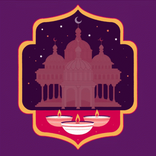 Taj Mahal Behind Happy Diwali GIF