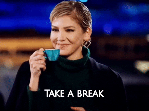 Take A Break Woman Drinking From Cup GIF