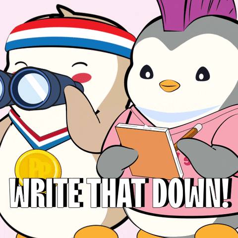 Pudgy Penguins Take Notes Write That Down GIF