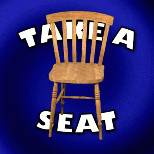 Take Seat In Wooden Chair GIF