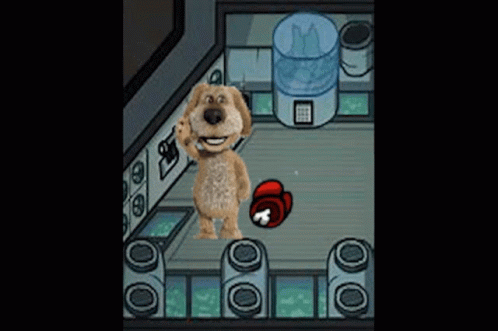 Talking Dog Next To Red Among Us GIF