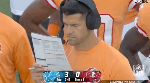 Tampa Bay Buccaneers Coach Dave Canales Reading GIF
