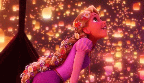 Tangled Rapunzel Amazed By Romantic Lamps GIF