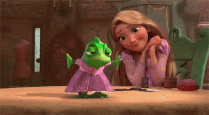 Tangled Rapunzel And Pascal In A Dress GIF