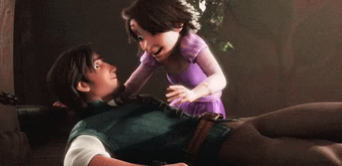 Tangled Rapunzel Hugs And Cuddles Flynn Rider GIF