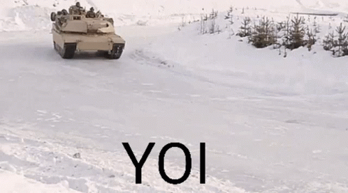 Tank Maneuvering Sliding In Snow GIF