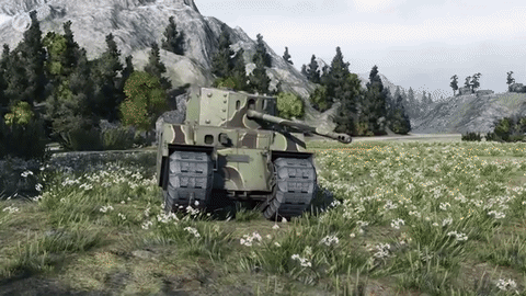 Tank Shooting On Grassland GIF