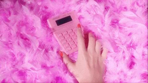 Tapping Pink Calculator On Pink Carpet GIF