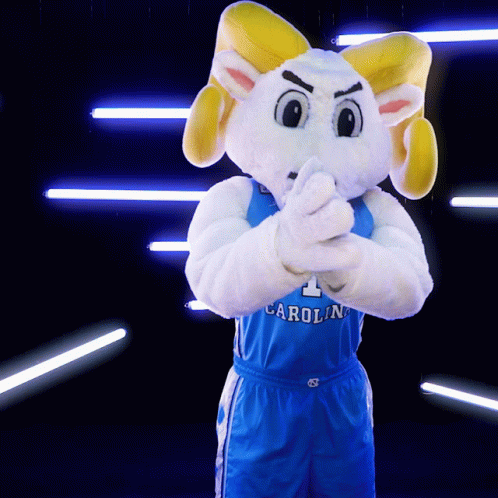 Tar Heels Rameses Rubbing Palm GIF