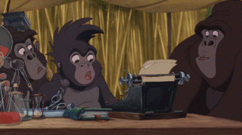 Tarzan Monkeys Gorilla Camp Typewriter GIF