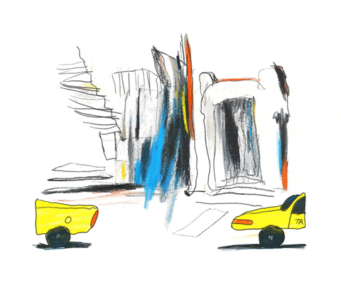 Taxi Drawing Passing By GIF