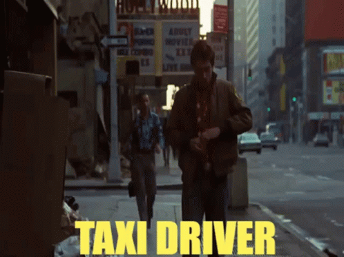 Taxi Driver Travis Bickle Drinking While Walking GIF