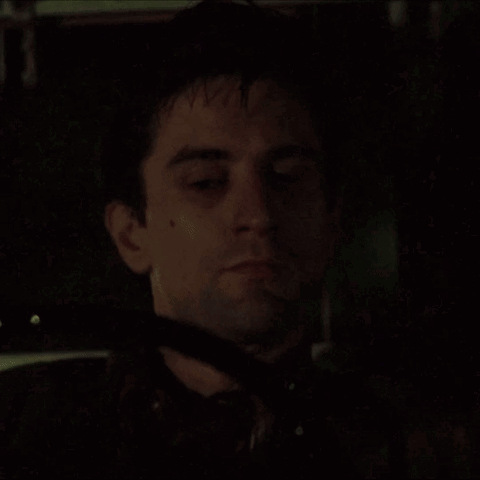Taxi Driver Travis Bickle Turning Left To Right GIF