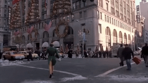 Taxi Hitting Buddy Hobbs Elf Movie GIF