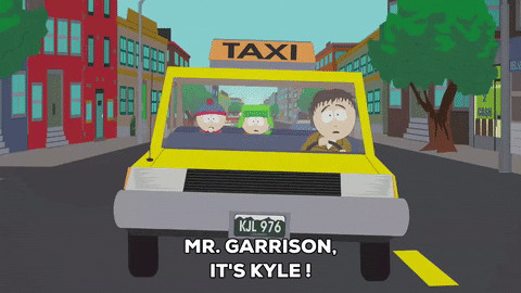 Taxi South Park Stan Marsh Kyle Broflovski GIF
