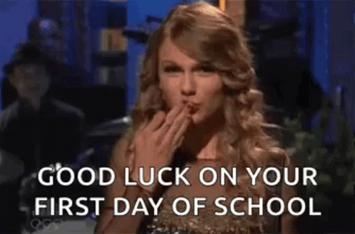 Taylor Swift Blowing Kiss Good Luck On Your First Day Of School GIF