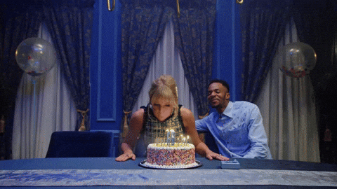 Taylor Swift Blows Lover Birthday Cake GIF
