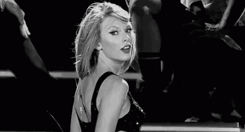 Taylor Swift Dancing on Stage Black and White