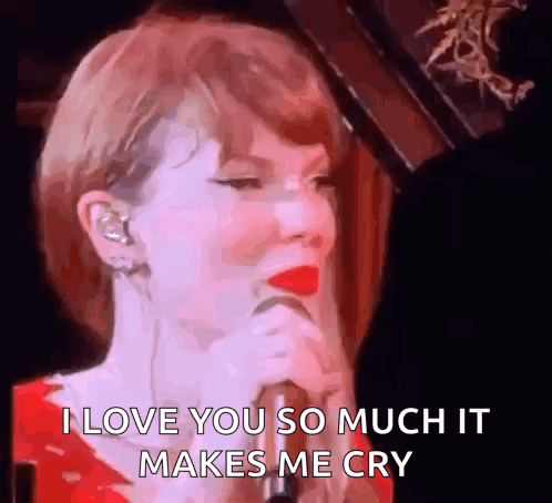 Taylor Swift Is Crying While Singing Into A Microphone . GIF