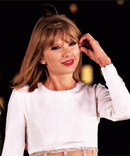 Taylor Swift In White Rhinestone Crop Top GIF