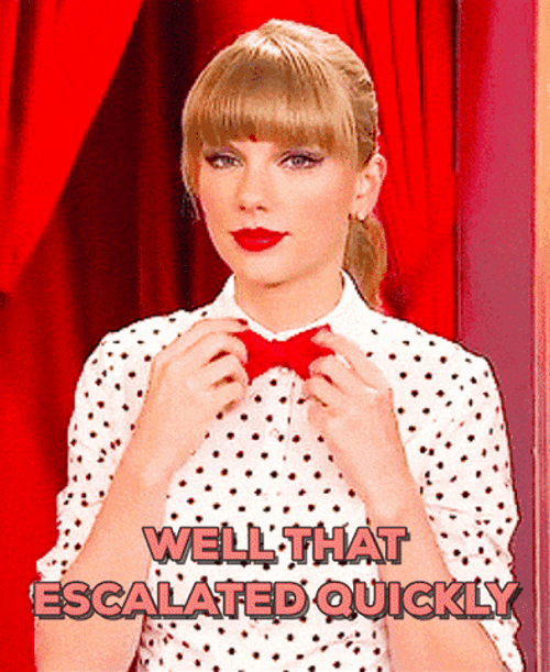 Taylor Swift Red Bow Tie That Escalated Quickly GIF