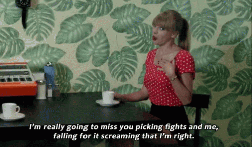Taylor Swift Sings We're Not Getting The Band Back Together GIF