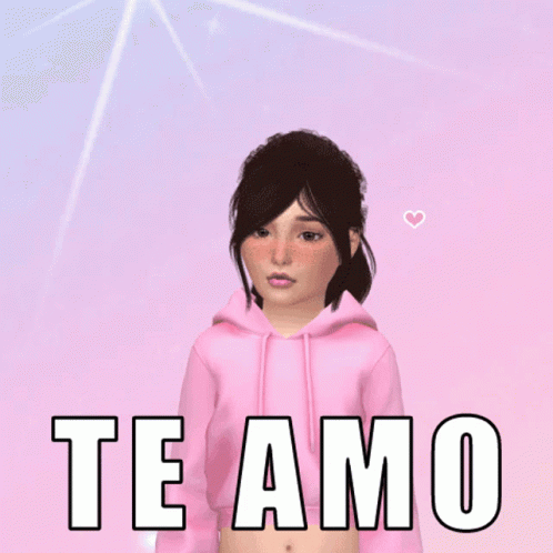 Te Amo Smiling Girl Pink Hearts Sticker GIF