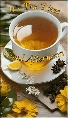 Tea Cup Saucer It's Tea Time Good Afternoon GIF