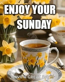 Tea Cup With Daffodils on Saucer