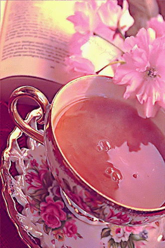 Tea And Pink Flower GIF