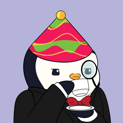 Tea Party Pudgy Penguin Drinking GIF