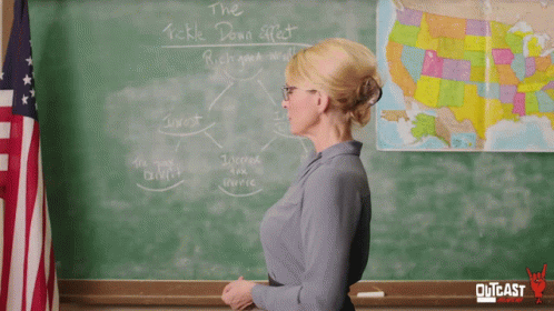 Teacher at Chalkboard Tickle Down Effect