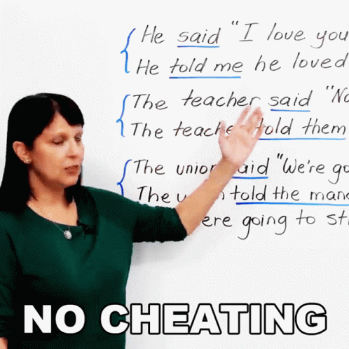 Teacher Pointing On The Board No Cheating GIF