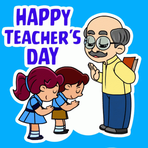 Teacher's Day Card With Man And Children GIF