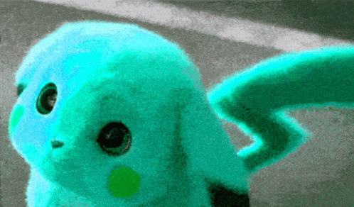 Teal Colored Pikachu GIF