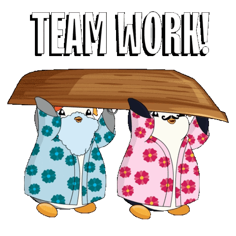 Team Building Penguins Carrying Boat GIF