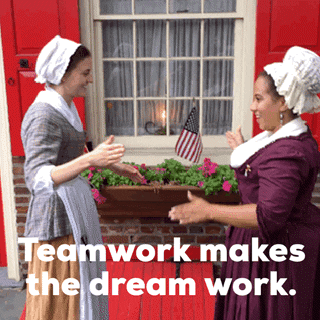 Teamwork Makes The Dream Work Historical Fist Bump GIF