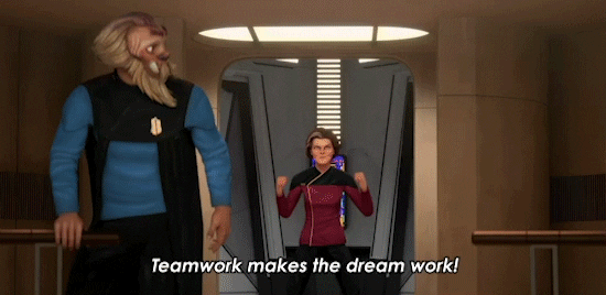Teamwork Makes The Dream Work Star Trek Animation GIF