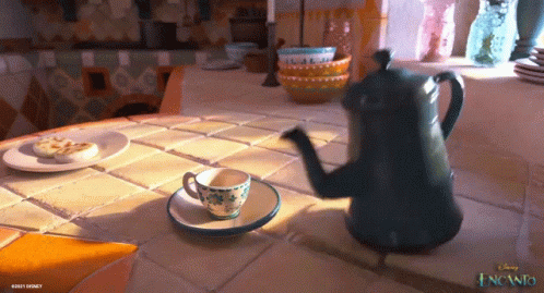 Teapot Pouring Tea Into Cup On Saucer GIF