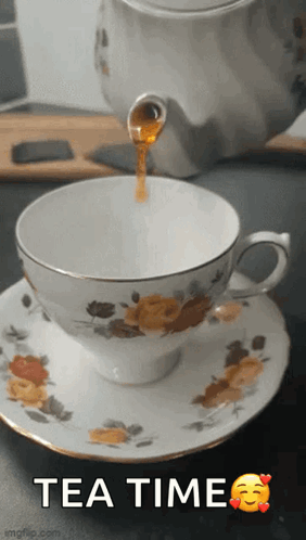 Teapot Pouring Tea Into Saucer Tea Time GIF