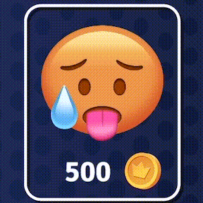 Tearful Emoji Tongue Out Next to 500 Coin