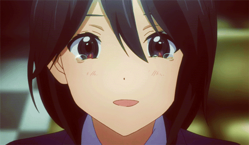 Tearful Girl Smiling Anime Cry GIF