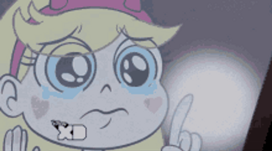 Teary Eyed Star Butterfly Draws Sad Face GIF