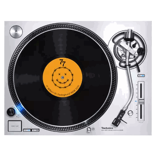 Technics Record Player with Barbed Wire Smiley